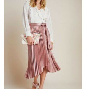 Paulina Pleated A-Line Midi Skirt Pink Rose